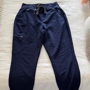 Figs Dark Blue Joggers with Light Gray Tie